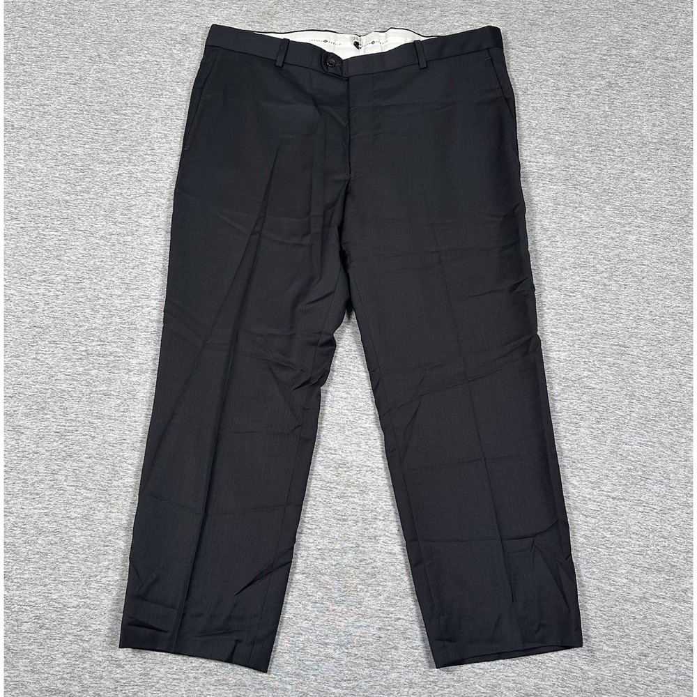 Joseph Abboud Dress Pants Mens 38x28 Black Marzotto Wool City Office HOLE